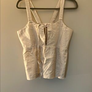 Cream Tie Front Fitted Tank Top